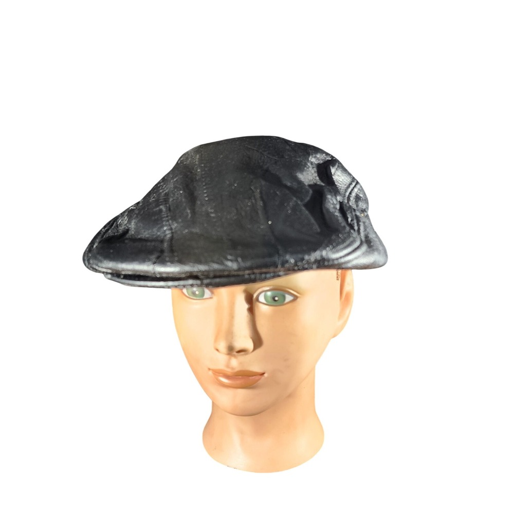 Black Genuine Leather Newsboy Cap Ivy Driving Hat Cabbie Golf Flat Cap Adult
